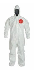 DuPont Tychem SL Coveralls with attached Hood, White, 2X - Large, Attached Hood - WS Supply Store