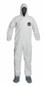 DuPont ProShield® 50 Hooded Coveralls w/Attached Boots and Elastic Wrists, White