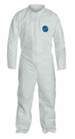DuPont Tyvek® 400 Collared Coveralls w/Open Wrists/Ankles, Serged Seams, White, Large Vend Pack